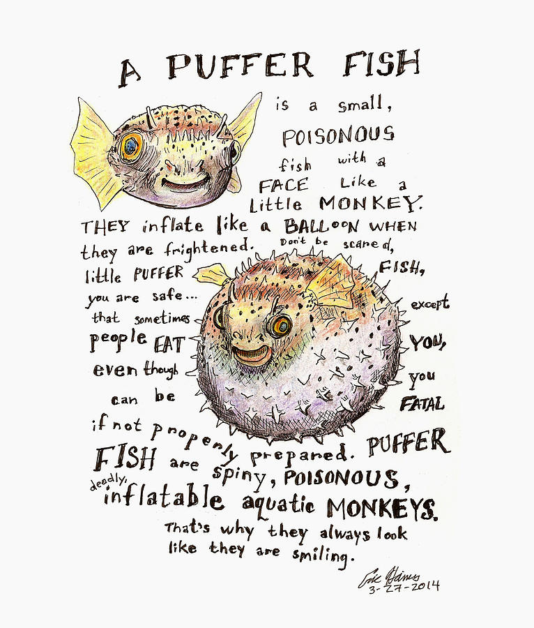 A Puffer Fish Drawing by Eric Haines