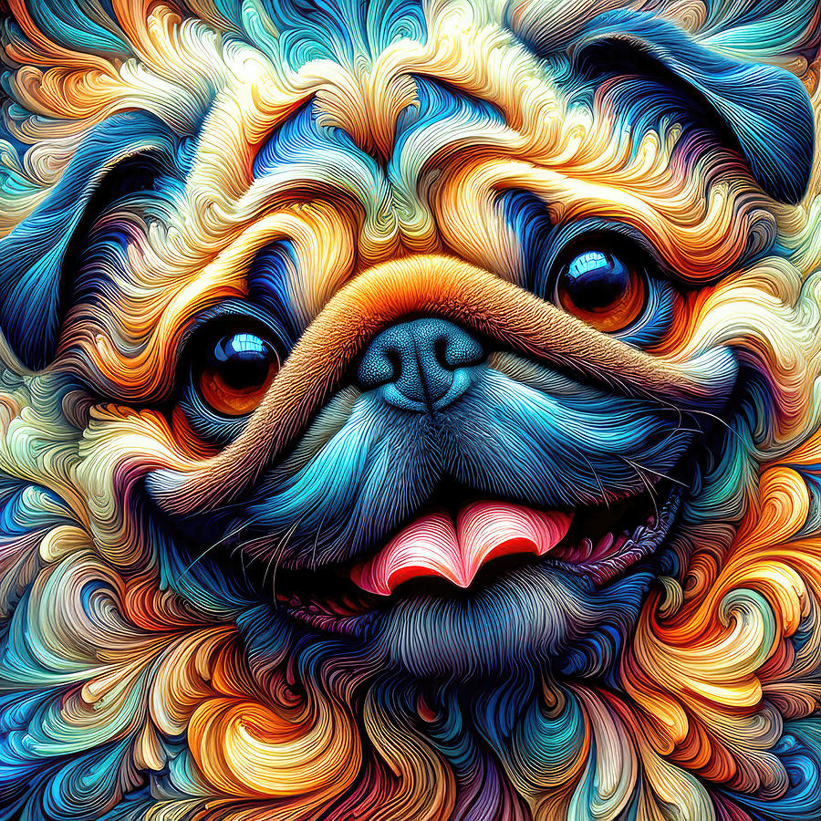 A Pugs Portrait Digital Art by Bill And Linda Tiepelman