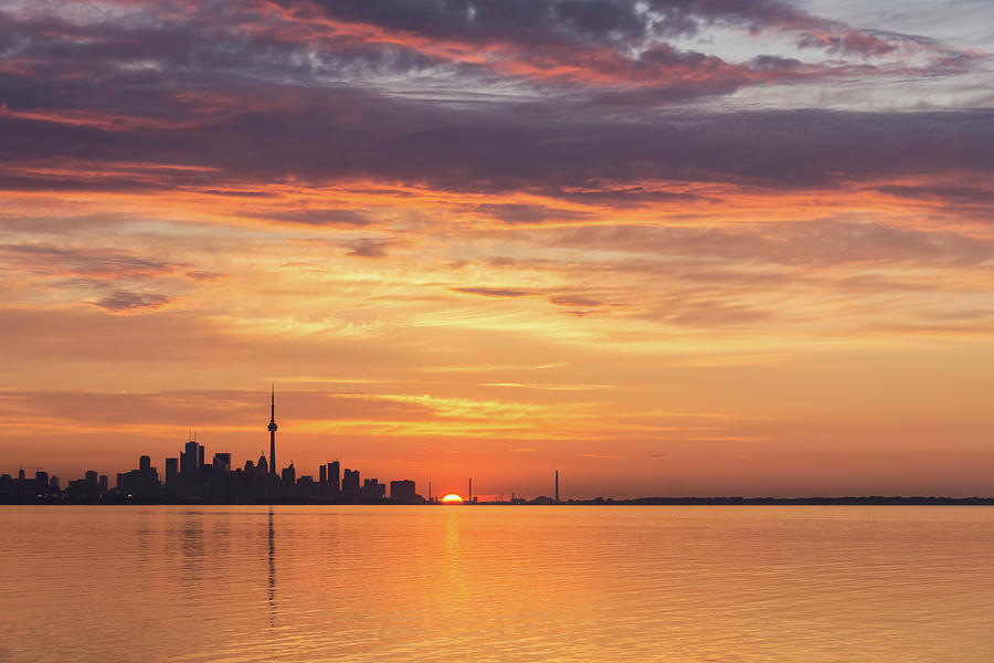 A Quarter of a Sunrise - Toronto Skyline with Glorious Sky Photograph by Georgia Mizuleva