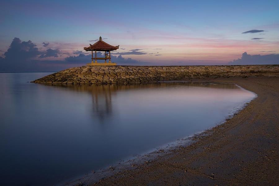 A quiet and still morning at Karang beach in Sanur, Bali, just after sunrise Photograph by Anges Van der Logt