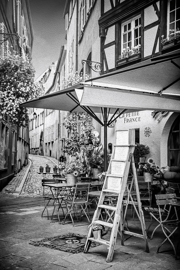 A Quiet Little Corner of Strasbourg France Black and White  Photograph by Carol Japp