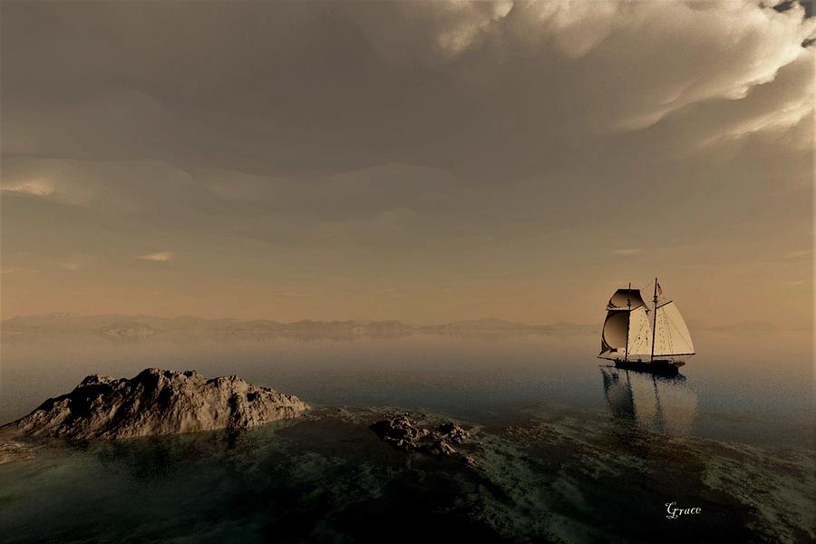 Boat Digital Art - A Quiet Sail by Julie Grace