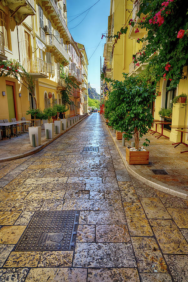 A Quiet Street in Old Corfu Town Greece Photograph by John Gilham