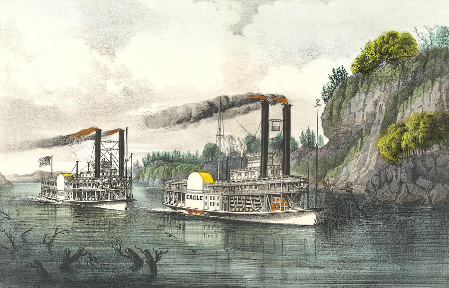 A Race On The Mississippi Drawing