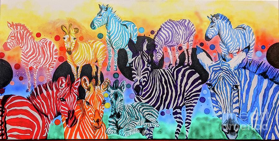 A rainbow of zebra's Painting by Tonetta Fredrickson - Fine Art America