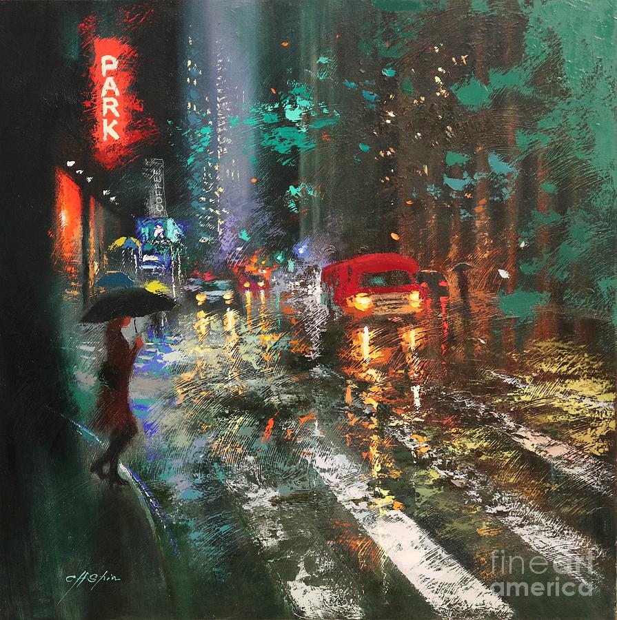 A Rainy Day in New York Painting by Chin h Shin