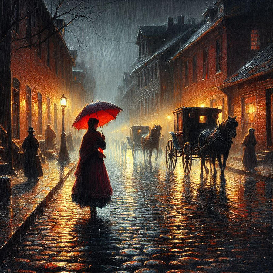 A Rainy Night in Old London Digital Art by Bill Cannon