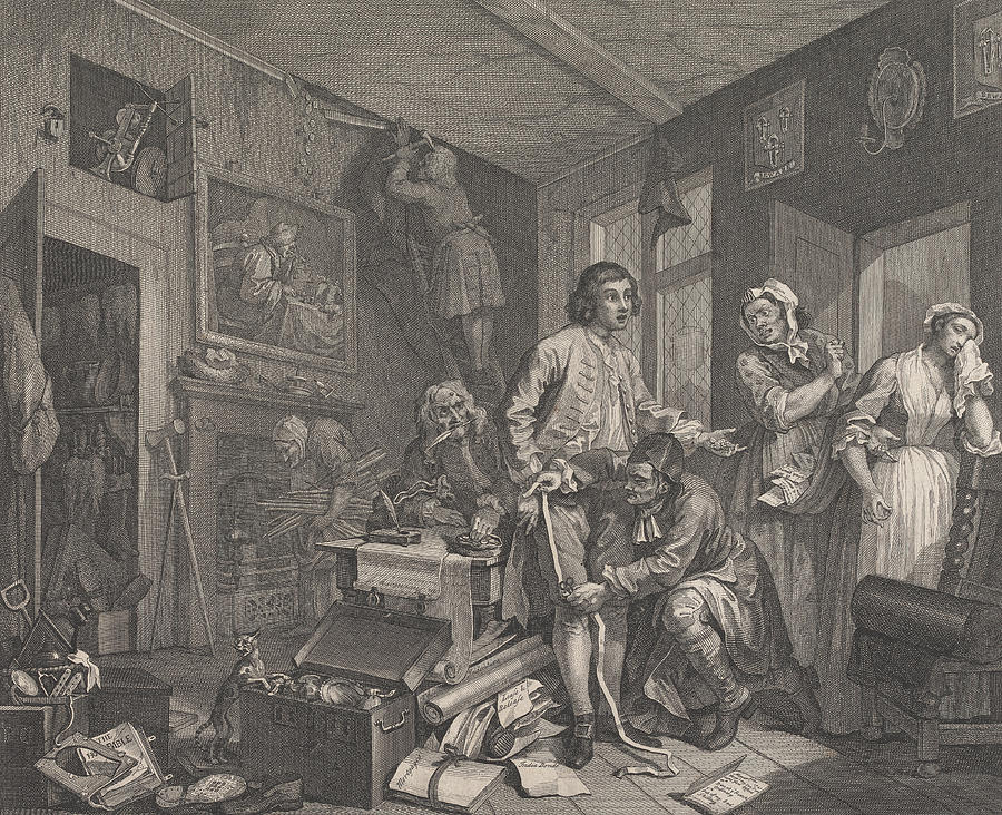 A Rakes Progress, Plate I - He Takes Possession Relief by William Hogarth