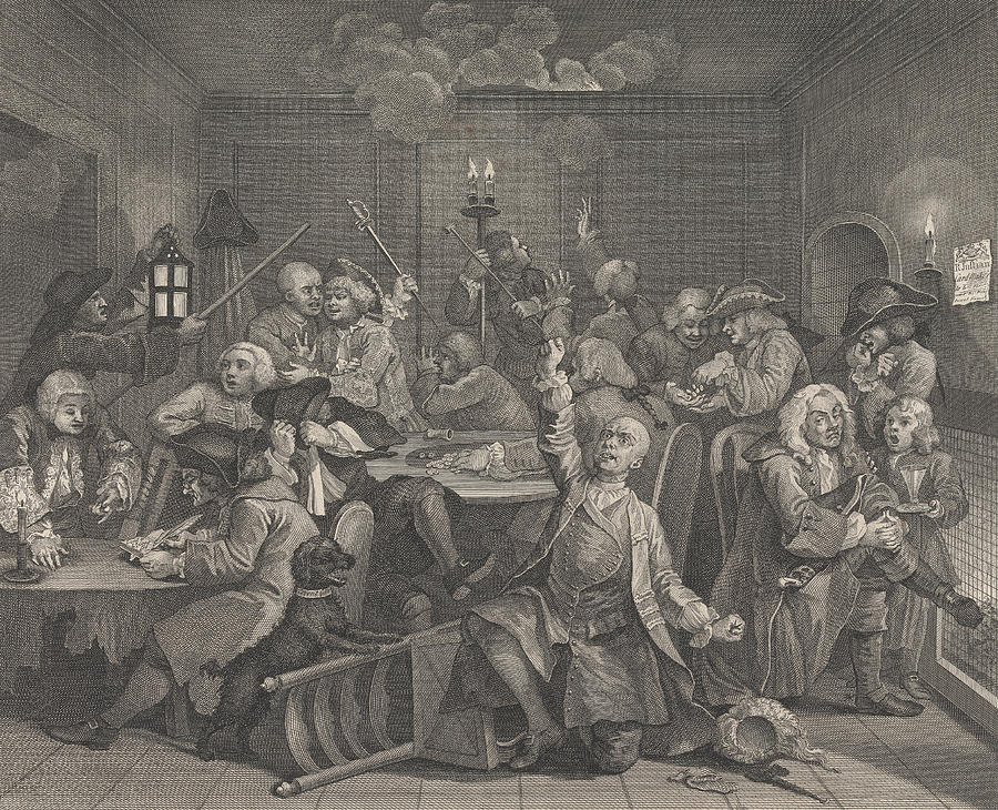 A Rakes Progress, Plate VI - He Gambles Relief by William Hogarth