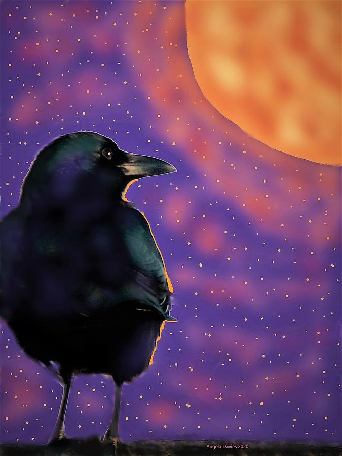 A Raven Waits Digital Art by Angela Davies