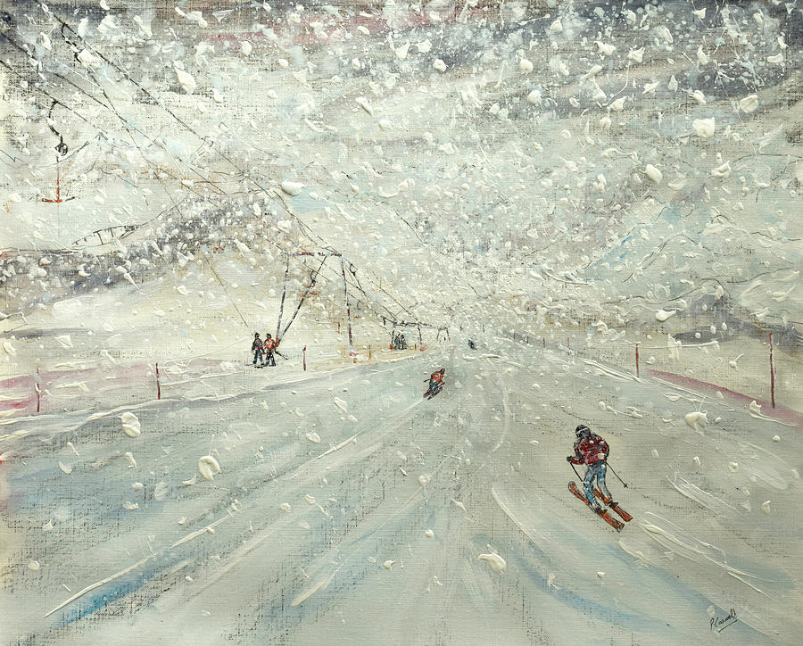 A Real Drag in Heavy Snow Painting by Pete Caswell
