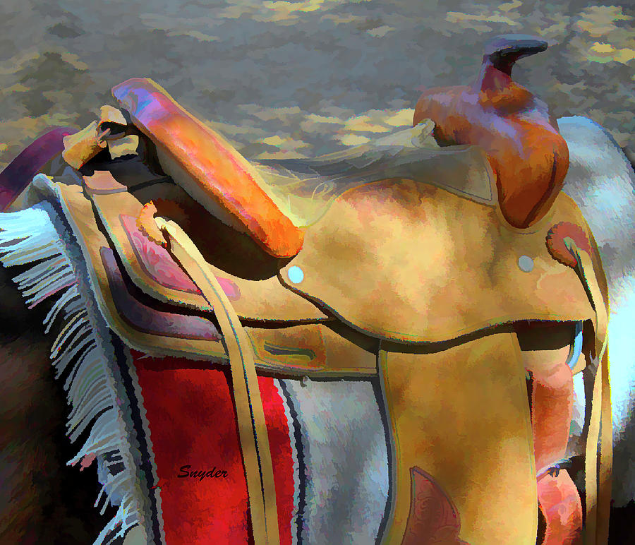 A Real Working Saddle Watercolor Photograph by Floyd Snyder