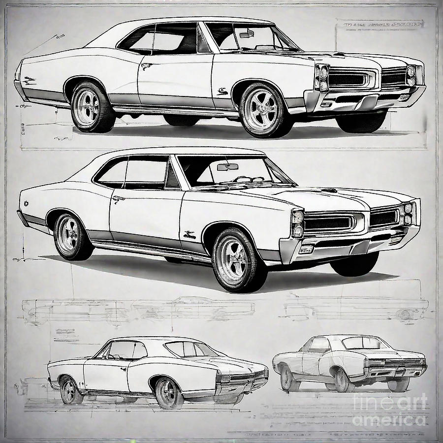 A realistic sketch of car 1967 Pontiac GTO Drawing by Clint McLaughlin ...