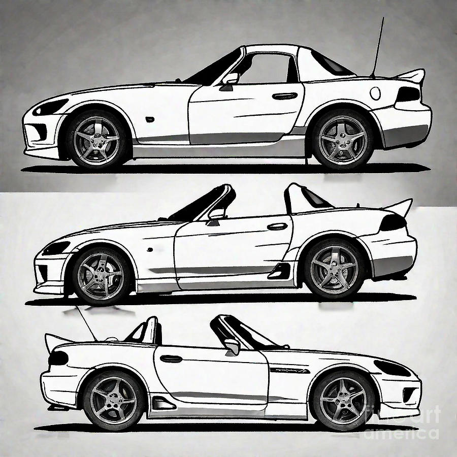 A realistic sketch of car Honda S2000 Drawing by Clint McLaughlin