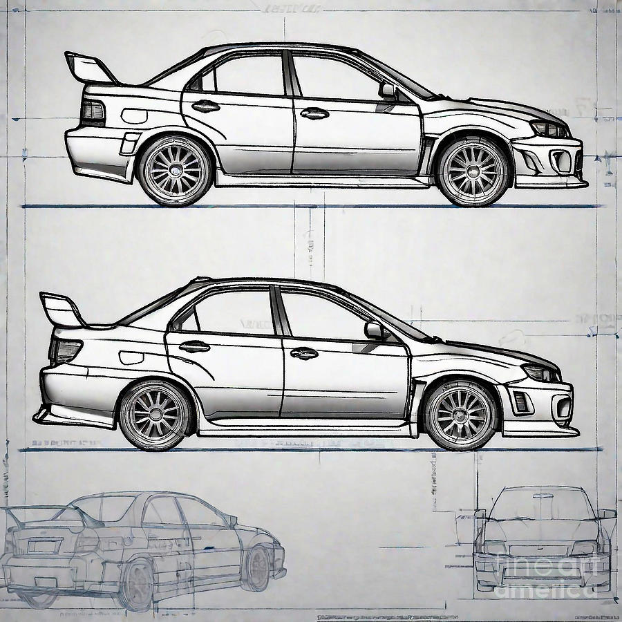 A realistic sketch of car Subaru Impreza WRX S4 Drawing by Clint ...