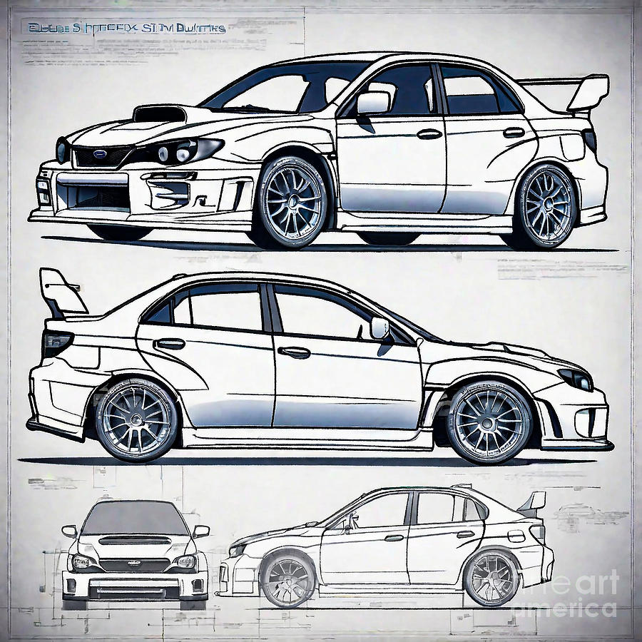 A realistic sketch of car Subaru Impreza WRX STI S207 Drawing by Clint ...