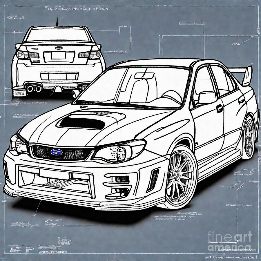 A realistic sketch of car Subaru Impreza WRX STI Type RA Drawing by ...