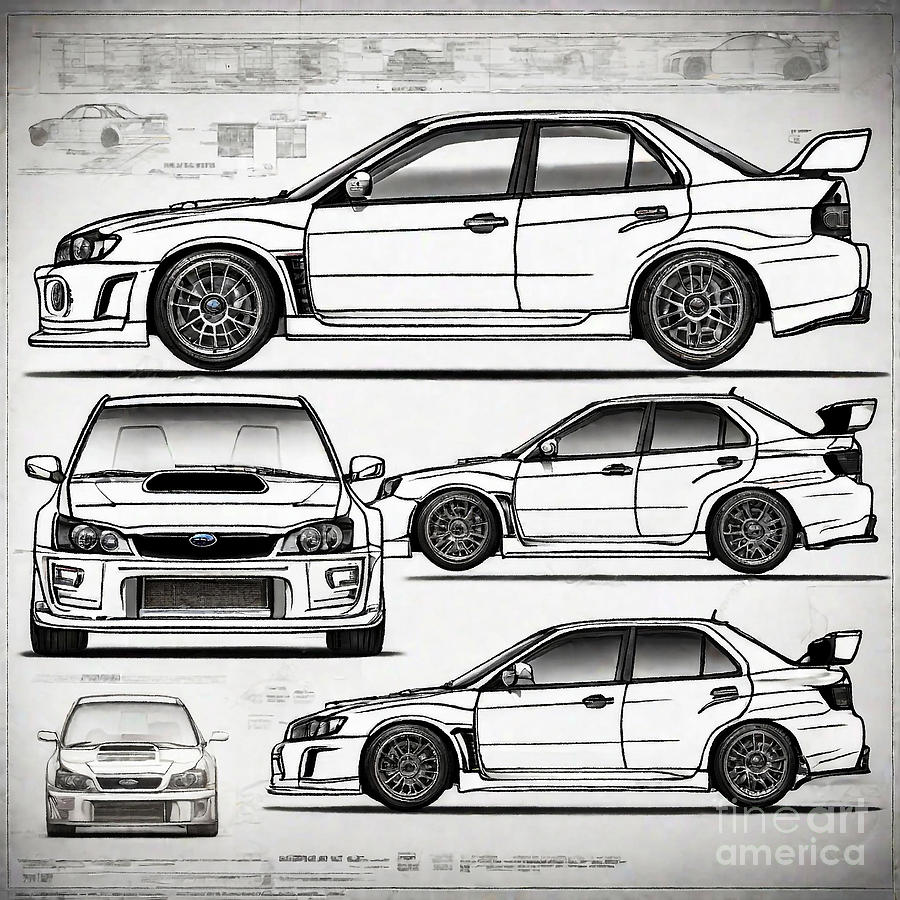 A realistic sketch of car Subaru Impreza WRX STI Type RA-R NBR ...