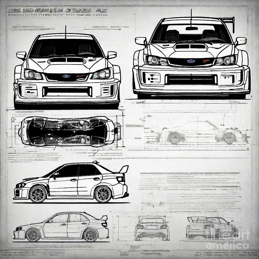 A realistic sketch of car Subaru Impreza WRX STI Type RA-R Spec C NBR ...