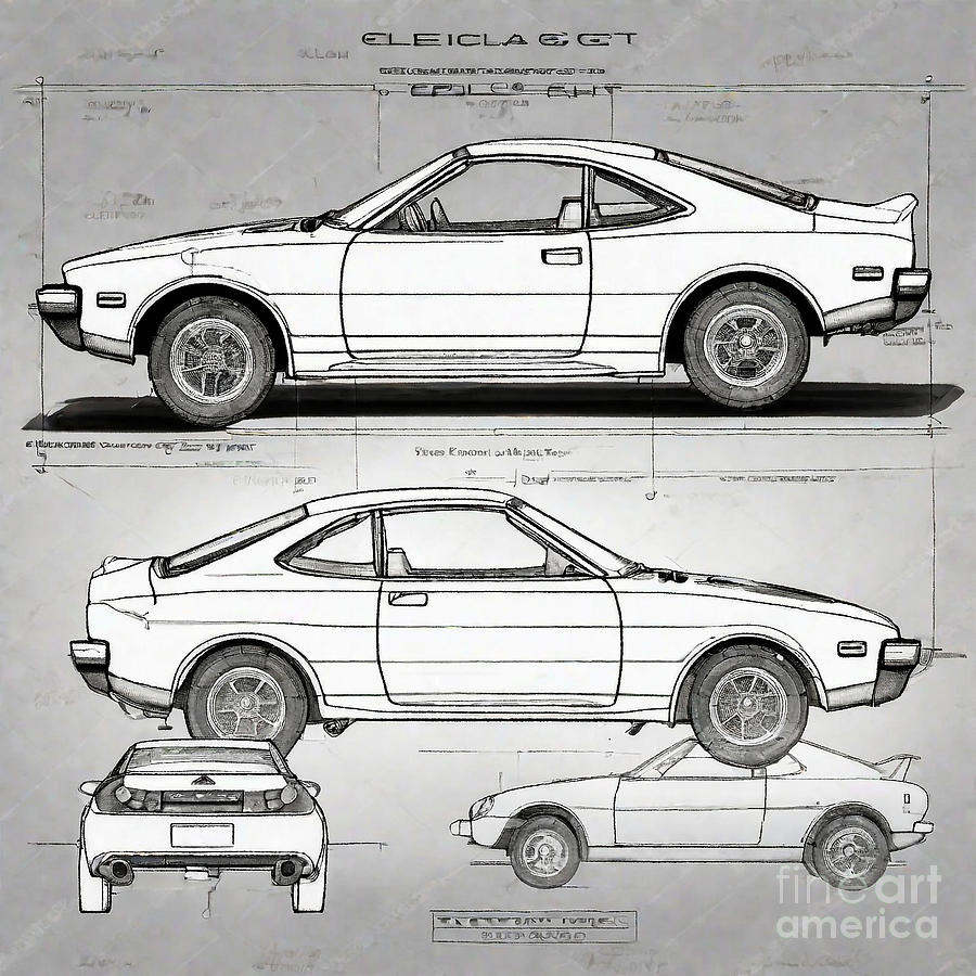 A realistic sketch of car Toyota Celica 2000GT Liftback Drawing by ...