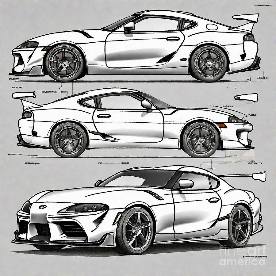 A realistic sketch of car Toyota Supra 2.5GT Twin Turbo R Drawing by ...