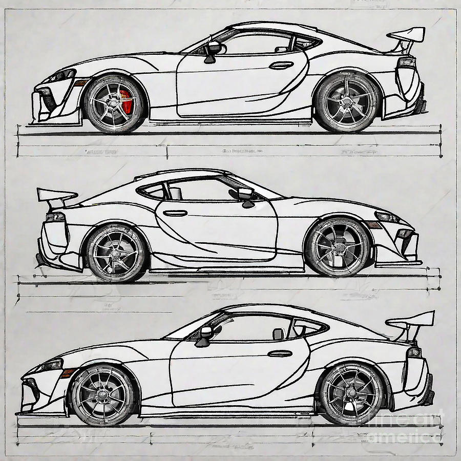 A realistic sketch of car Toyota Supra RZ Twin Turbo R Drawing by Clint  McLaughlin - Fine Art America