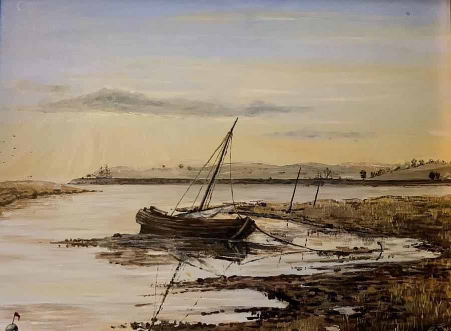 A Recked Boat On The River Exe Devon Painting by Mackenzie Moulton