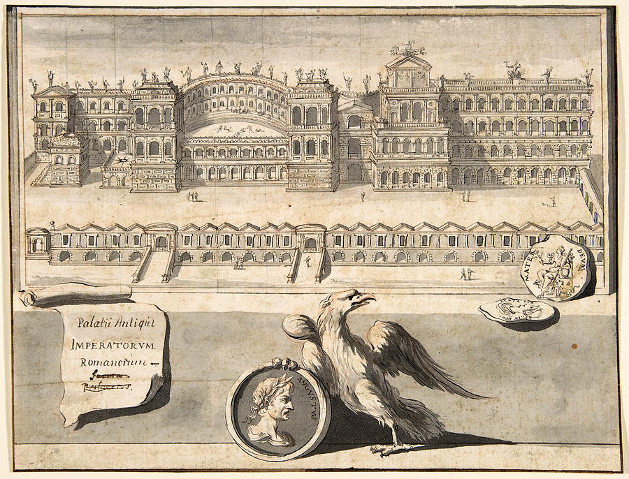 A Reconstructed View of the Palace on the Palantine Hill Drawing by Jan Goeree