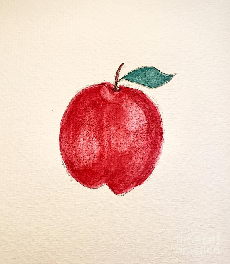 A Red Apple Painting by Margaret Welsh Willowsilk
