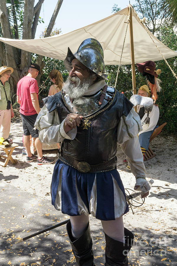 A reenactor plays a Spanish conquistador at the Old Florida Fest Photograph by William Kuta