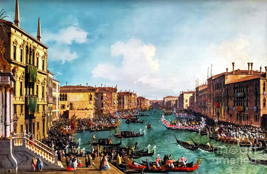 A Regatta on the Grand Canal by Canaletto 1740 Painting by Canaletto