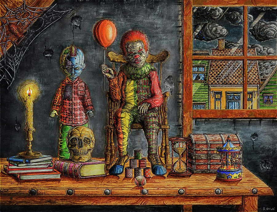 A Remains of Horror Carnival acrylic painting Painting by Stephan Grixti