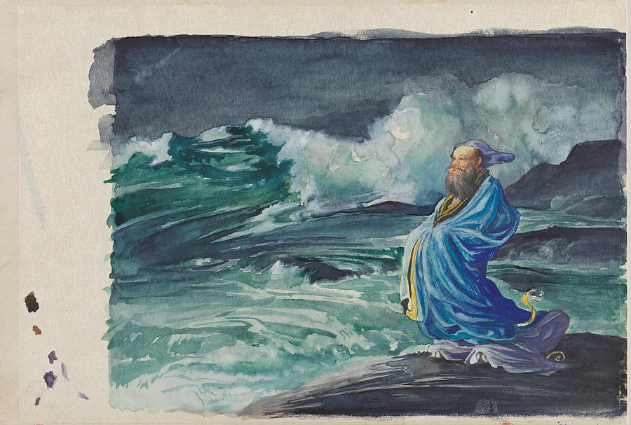 A Rishi Stirring Up a Storm Drawing by John LaFarge