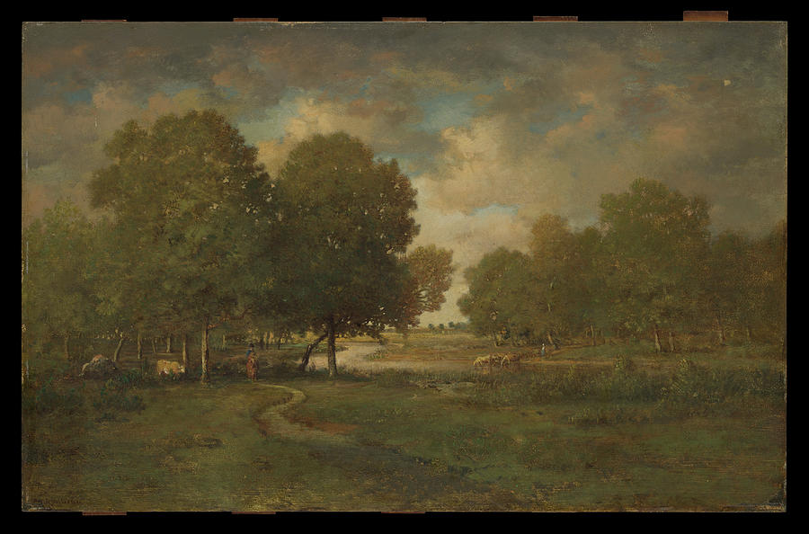 A River in a Meadow ca. 1840 Theodore Rousseau French Painting by MotionAge Designs