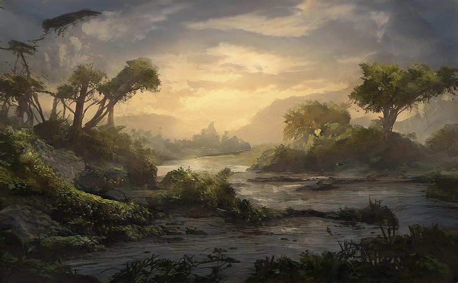 A River In The Late Afternoon Digital Art By Realiten Digital Art 