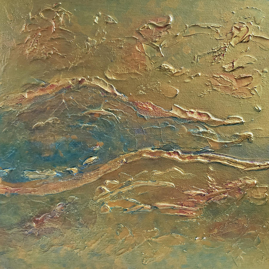 A RIVER RUNS THROUGH IT Abstract in Gold Painting by Lynnie Lang