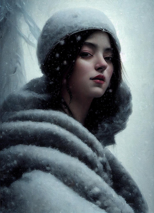 A Roberto Ferri Style Painting A Beautiful Lady Winter Snowing Epic ...