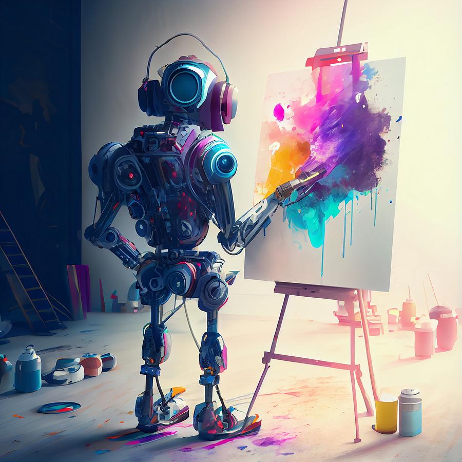 A Robot painting Art Digital Art by Carlos Quiros - Fine Art America