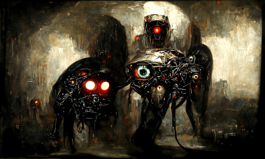 A Robots Nightmare Painting by AM FineArtPrints