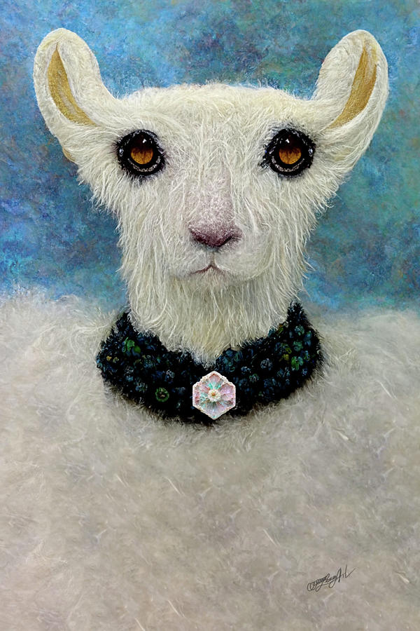 A Rocky Thunder Mountain Goat from Colorado Mixed Media by Lena Owens - OLena Art Vibrant Palette Knife and Graphic Design