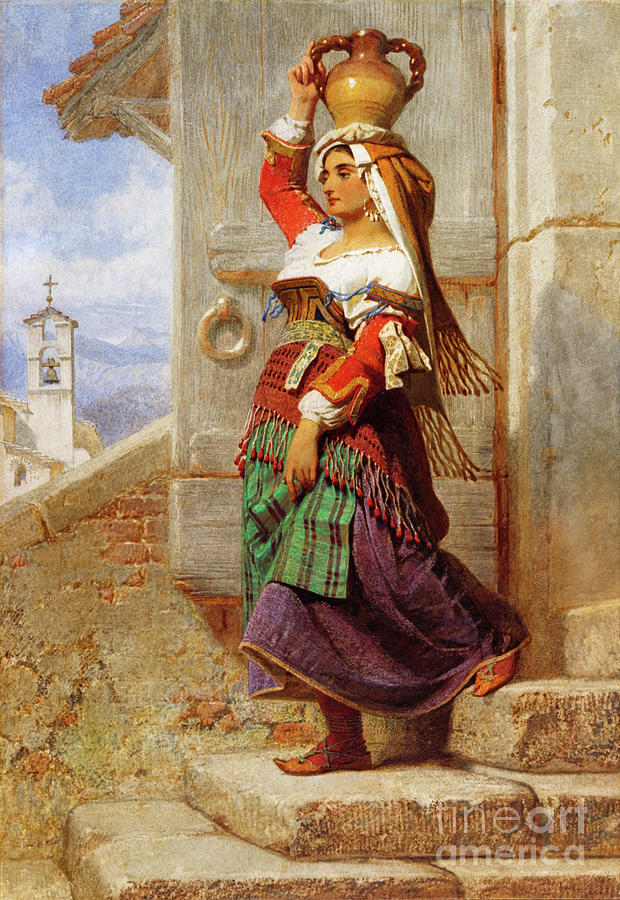 A Roman Water Carrier, 1857 by Carl Haag Painting by The James Roney Collection