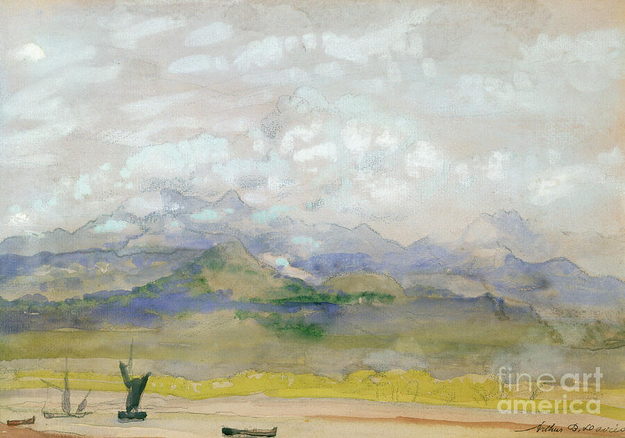 A Romantic Landscape by Arthur Bowen Davies Painting by Arthur Bowen Davies A Romantic Landscape by Arthur Bowen Davies Painting by Arthur Bowen Davies