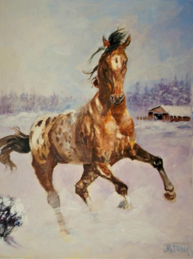 A Romp in The Winter Snow Painting by Al Brown