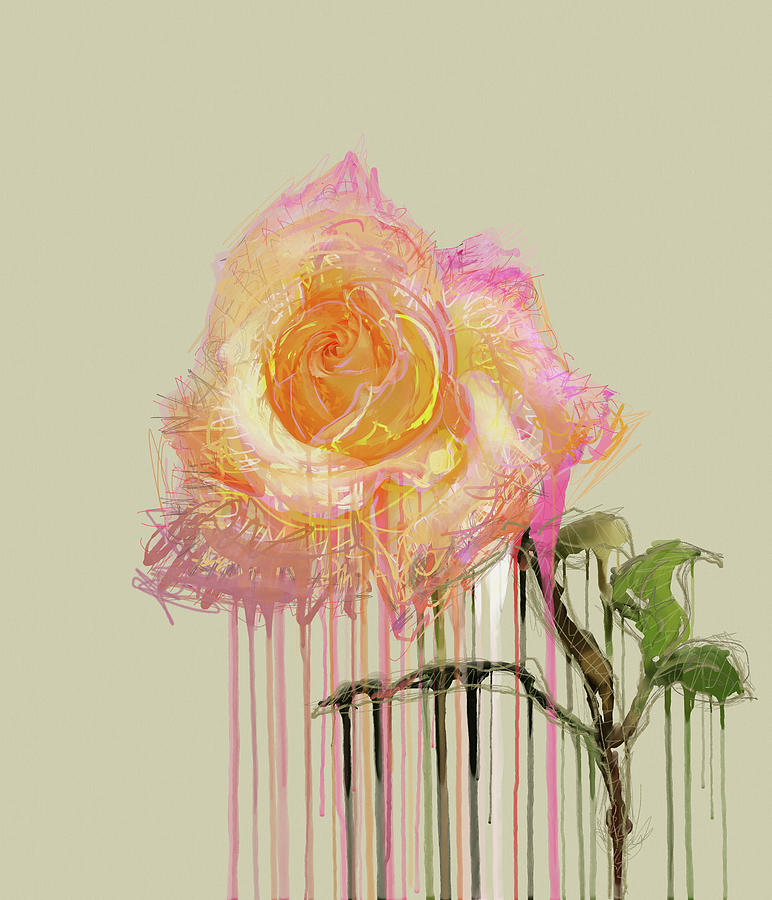 A Rose By Any Other Name - Cream Mixed Media by Big Fat Arts