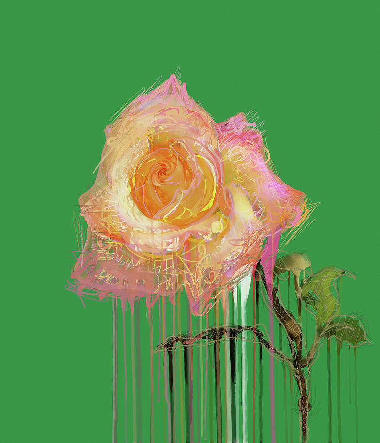 A Rose By Any Other Name - Green Mixed Media by Big Fat Arts