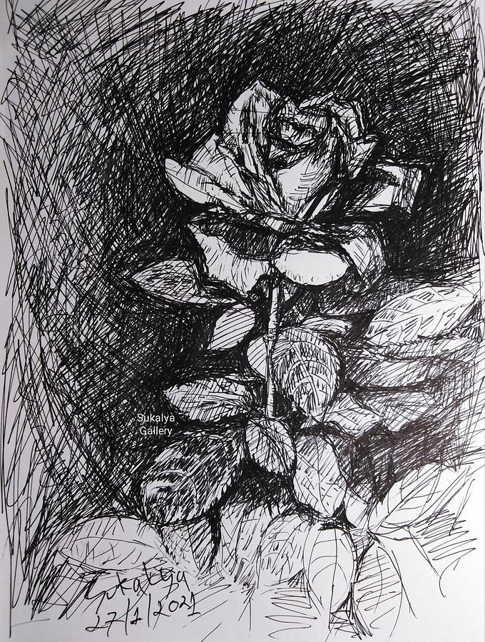 A Rose Drawing Drawing by Sukalya Chearanantana