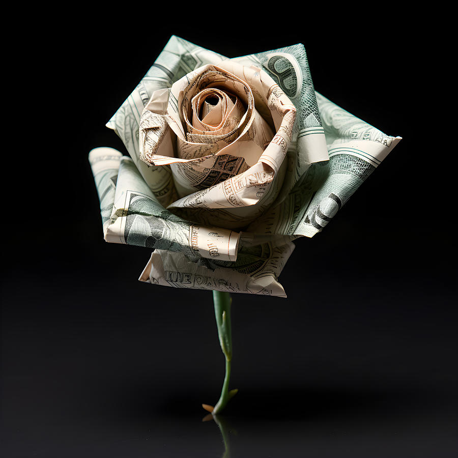 A Rose Made Of 100 Dollar Bills Electric 1 Digital Art by Kurt Heppke ...