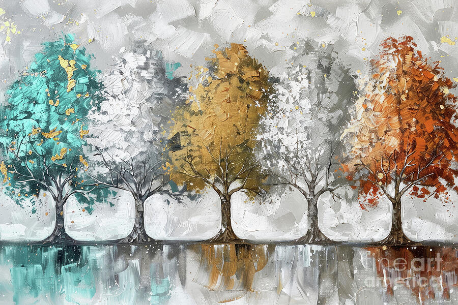 A Row Of Oaks Painting by Tina LeCour