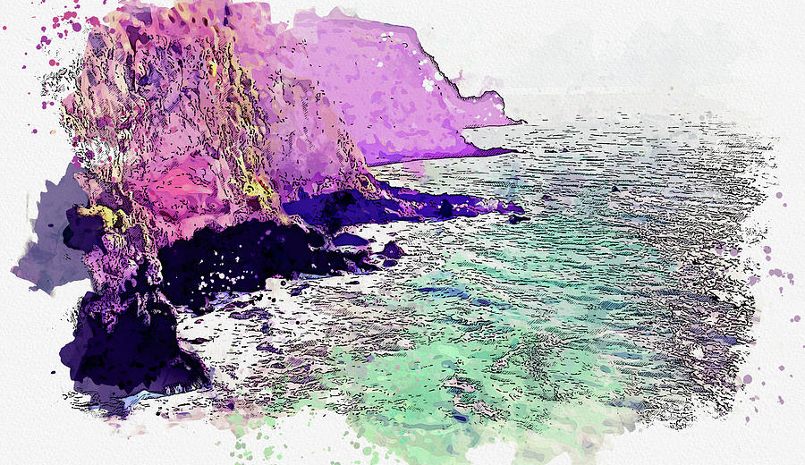 A rugged coastline. Banks Peninsula Digital Art by Celestial Images