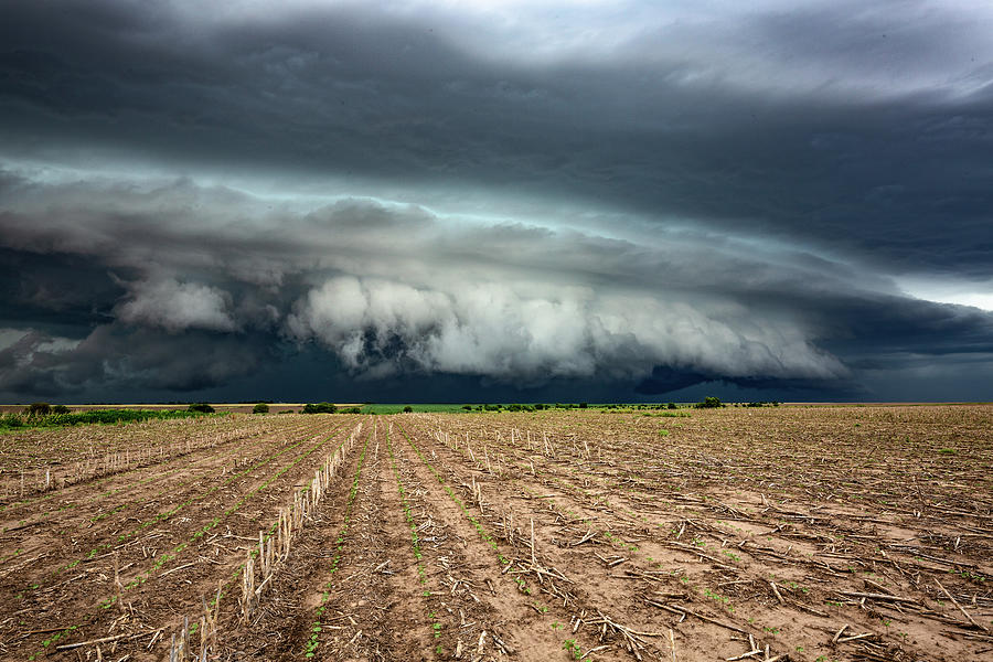 A Rumble of Thunder - Storm Over Open Field in Kansas Photograph by ...